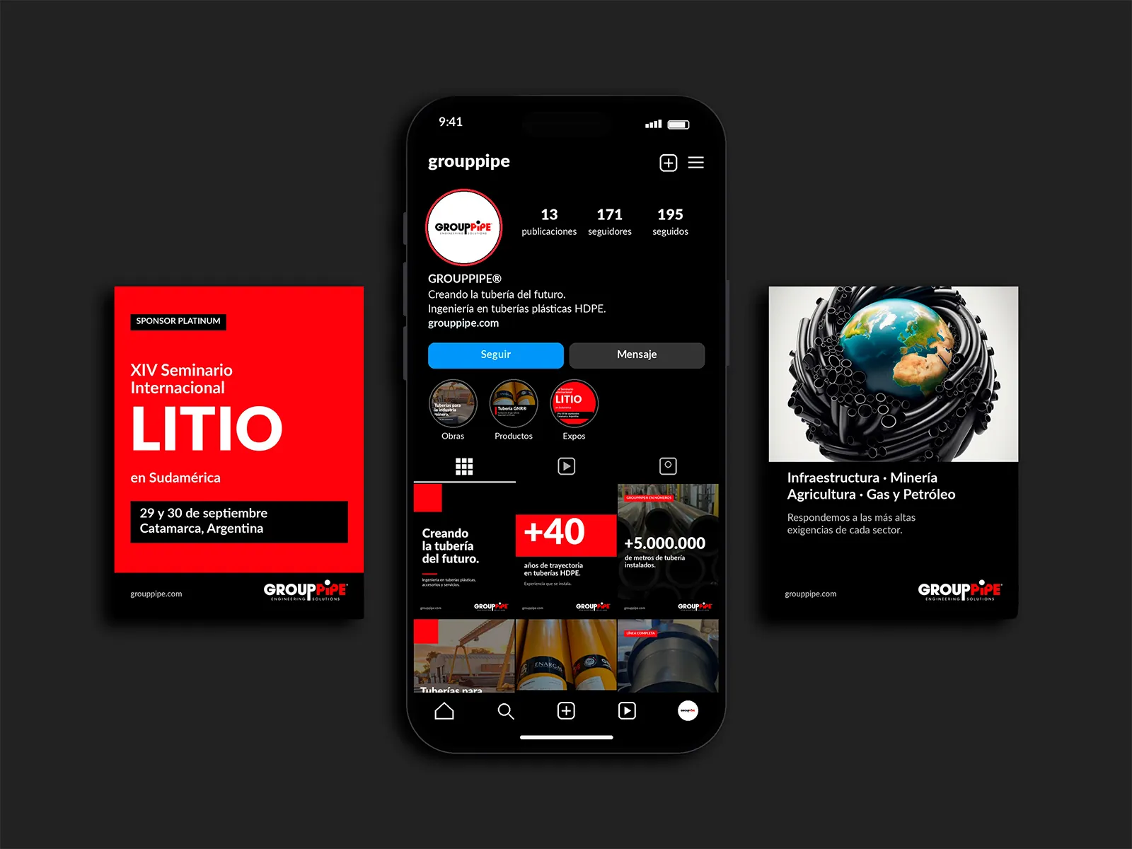 GroupPipe Redes — Sistema de diseño para presencia en redes