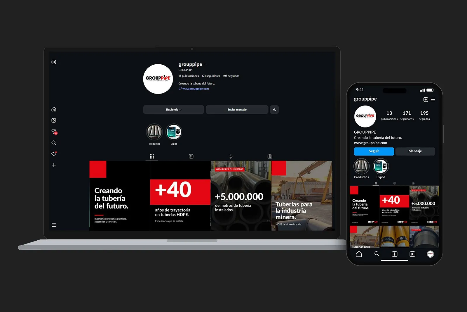 GroupPipe Redes — Sistema de diseño para presencia en redes, imagen 2